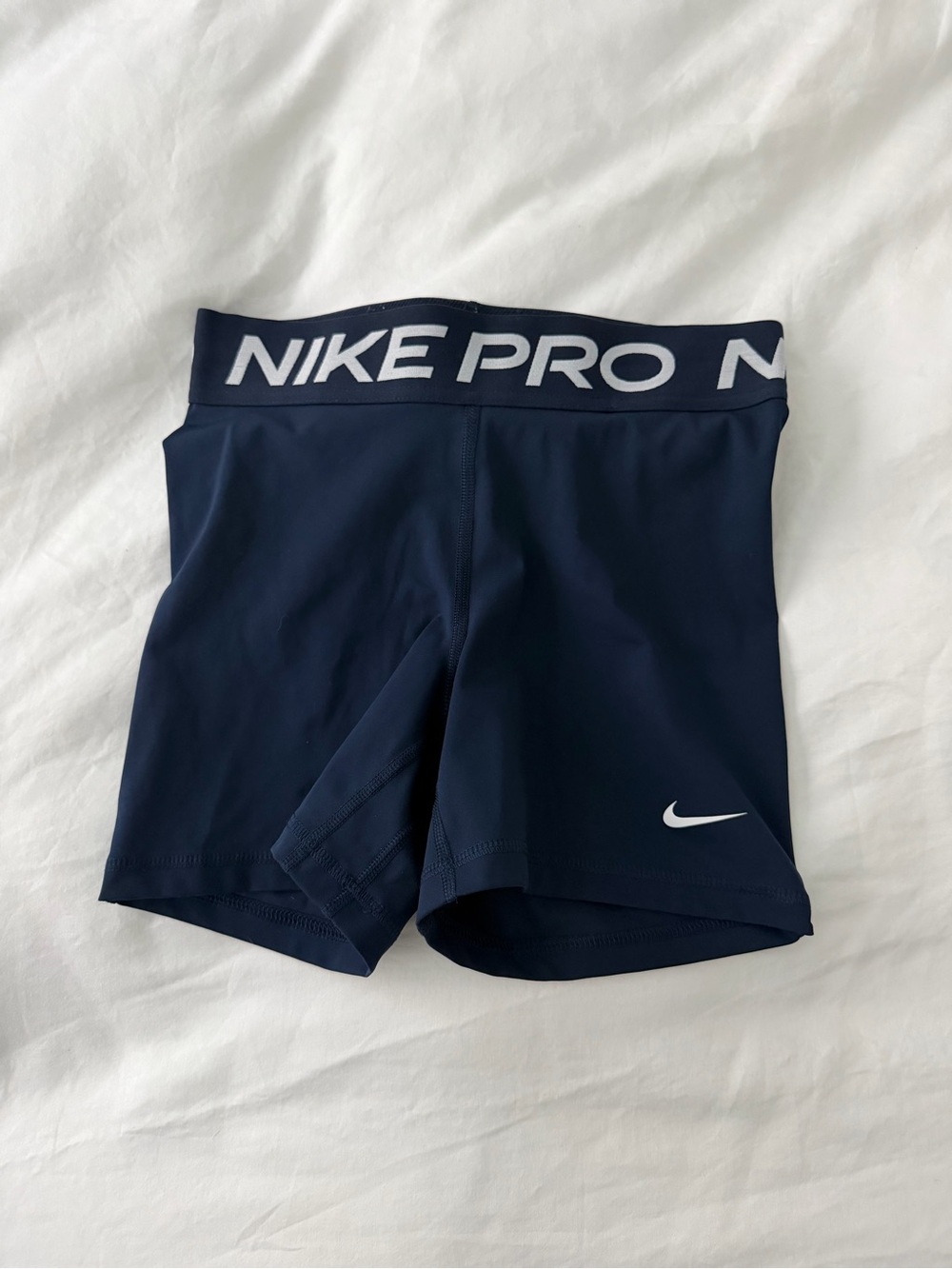 Nike Navy Girls' Pro Compression Leggings with White Swoosh